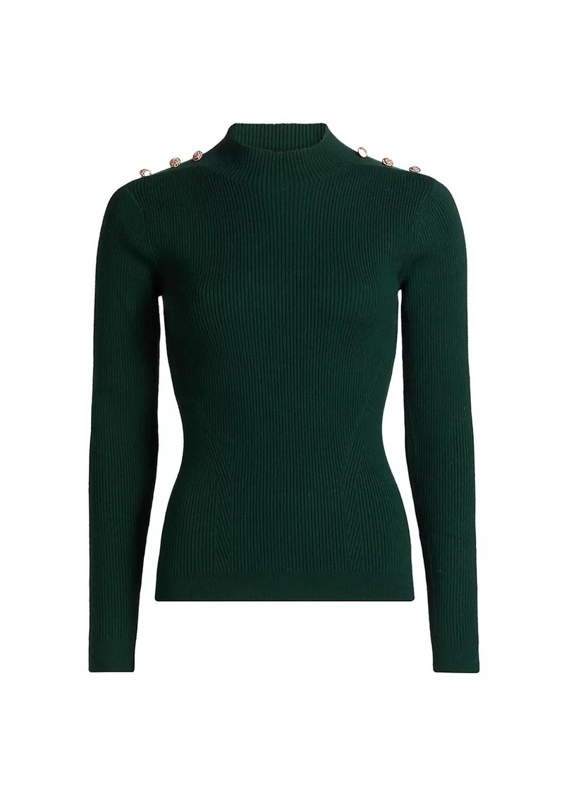 Elie Tahari The Yana Rib-Knit Mock-Turtleneck Sweater