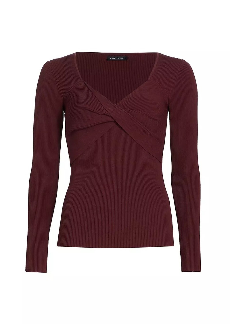 Elie Tahari Twisted Rib-Knit Sweater