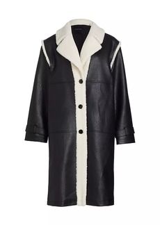 Elie Tahari Vegan Leather & Faux Fur Coat
