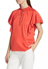 Elie Tahari Viori Silk Flutter-Sleeve Blouse