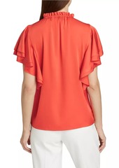 Elie Tahari Viori Silk Flutter-Sleeve Blouse