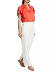 Elie Tahari Viori Silk Flutter-Sleeve Blouse