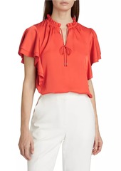 Elie Tahari Viori Silk Flutter-Sleeve Blouse