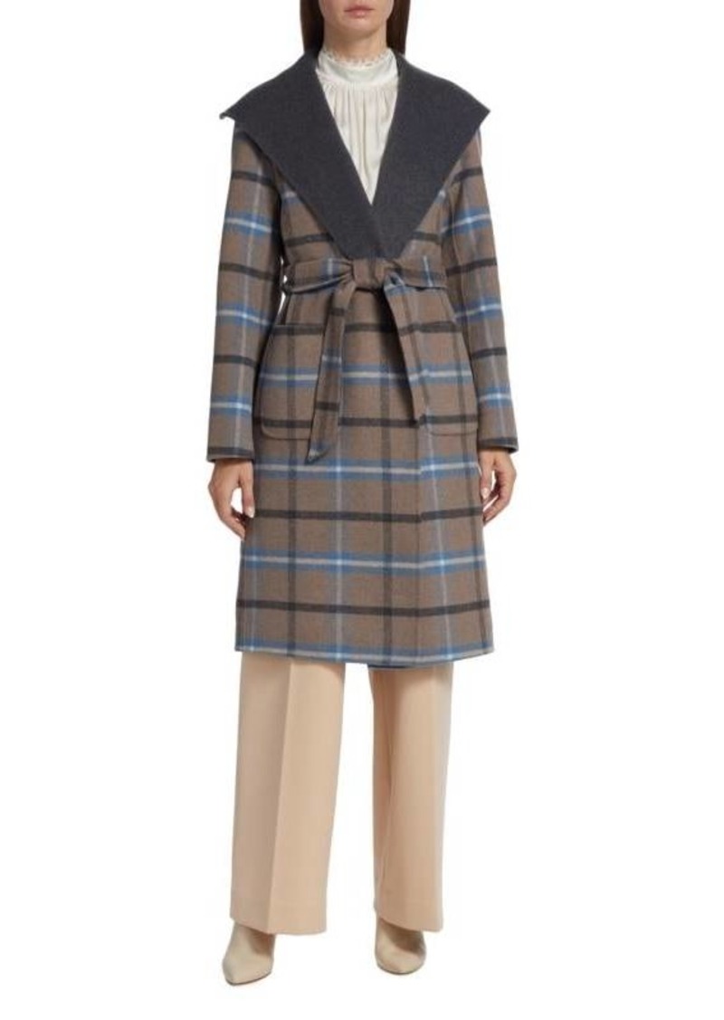 Elie Tahari Wallace Plaid Wrap Coat