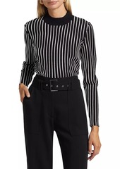 Elie Tahari Winslow Striped Mock-Turtleneck Sweater