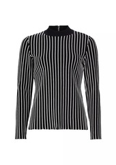 Elie Tahari Winslow Striped Mock-Turtleneck Sweater