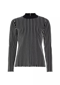 Elie Tahari Winslow Striped Mock-Turtleneck Sweater