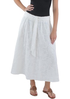 Elie Tahari Womens Eyelet Long Maxi Skirt