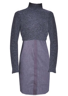 Elie Tahari Women's Raleigh Mock Neck Ribbed Knit Sweater Dress In Charcoal