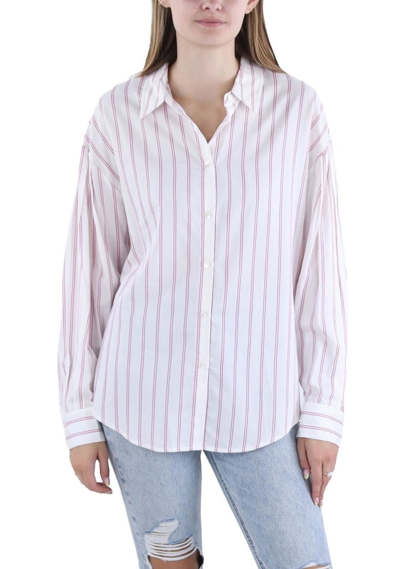 Elie Tahari Womens Striped Long Sleeve Button-Down Top