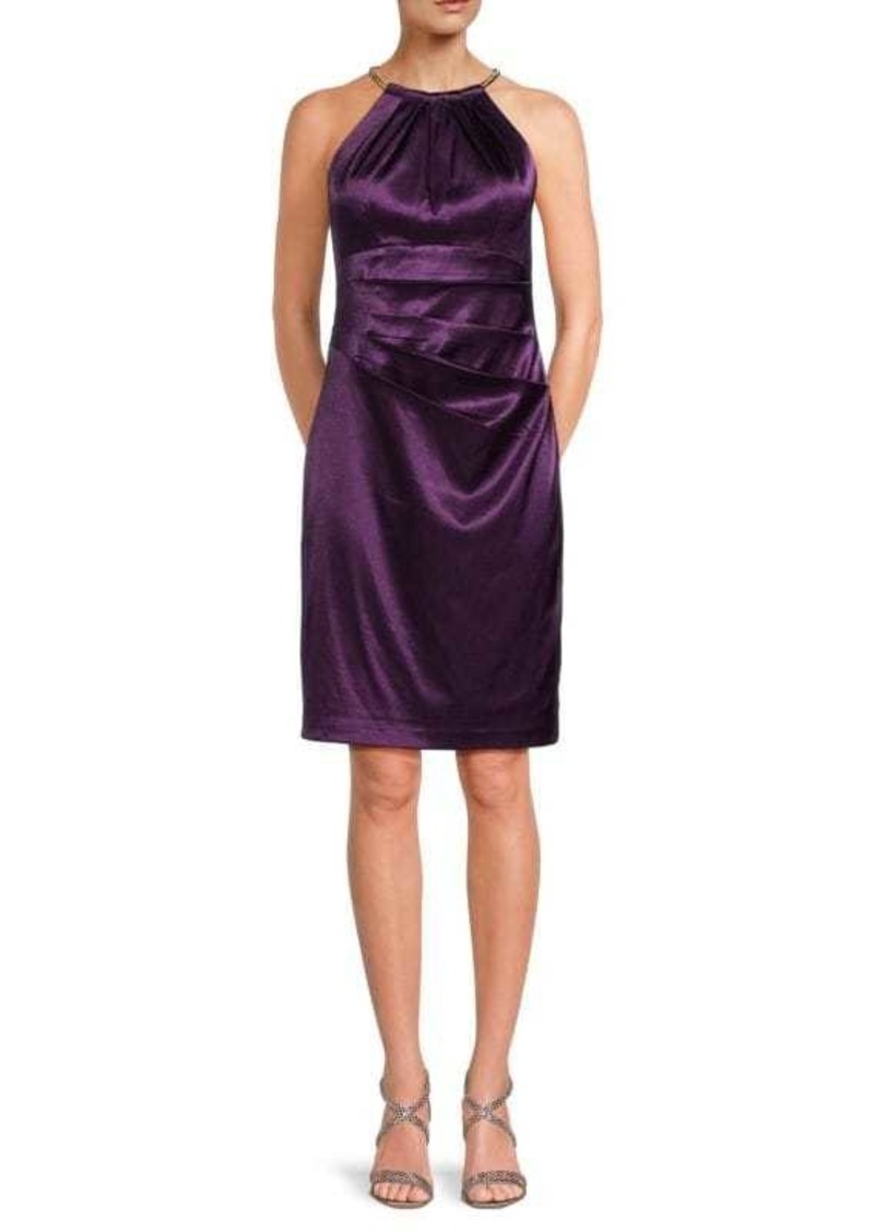 Eliza J Draped Satin Sheath Mini Dress