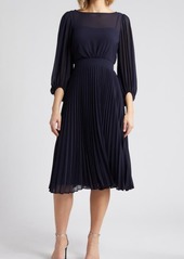 Eliza J Balloon Sleeve Pleated Midi Dress