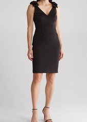 Eliza J Bow Shoulder Crepe Sheath Dress in Black at Nordstrom Rack