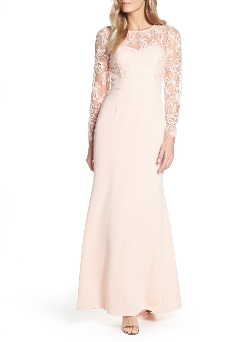 eliza j lace bodice trumpet dress