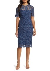 Eliza J Embroidered Lace Overlay Cocktail Dress