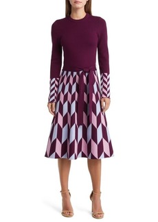 Eliza J Fit & Flare Long Sleeve Sweater Dress