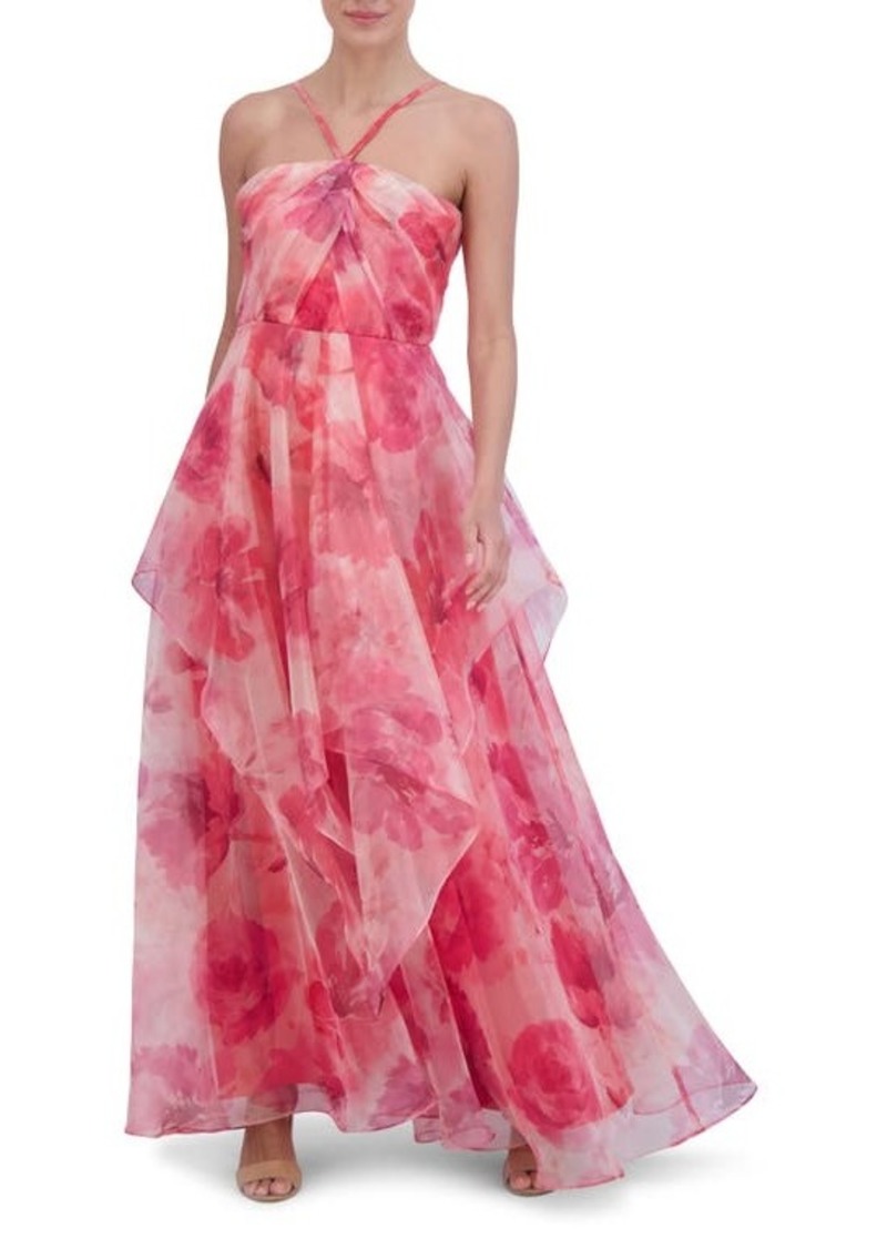 Eliza J Floral A-Line Chiffon Gown