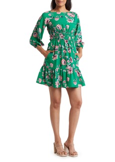 Eliza J Floral Balloon Sleeve Dress in Green at Nordstrom Rack