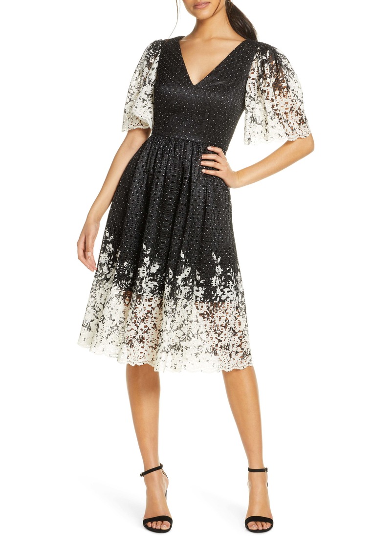 eliza j floral applique lace gown