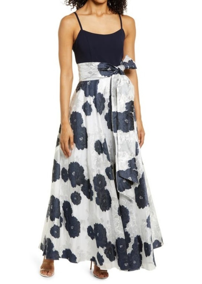 Eliza j beaded halter neck floral jacquard ball outlet gown