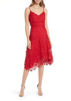 Eliza J Floral Lace Asymmetric Cocktail Dress in Red at Nordstrom