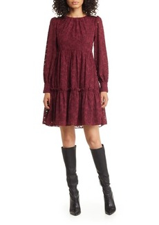 Eliza J Floral Lace Long Sleeve Tiered Dress