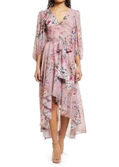 Eliza J Floral Long Sleeve High-Low Dress