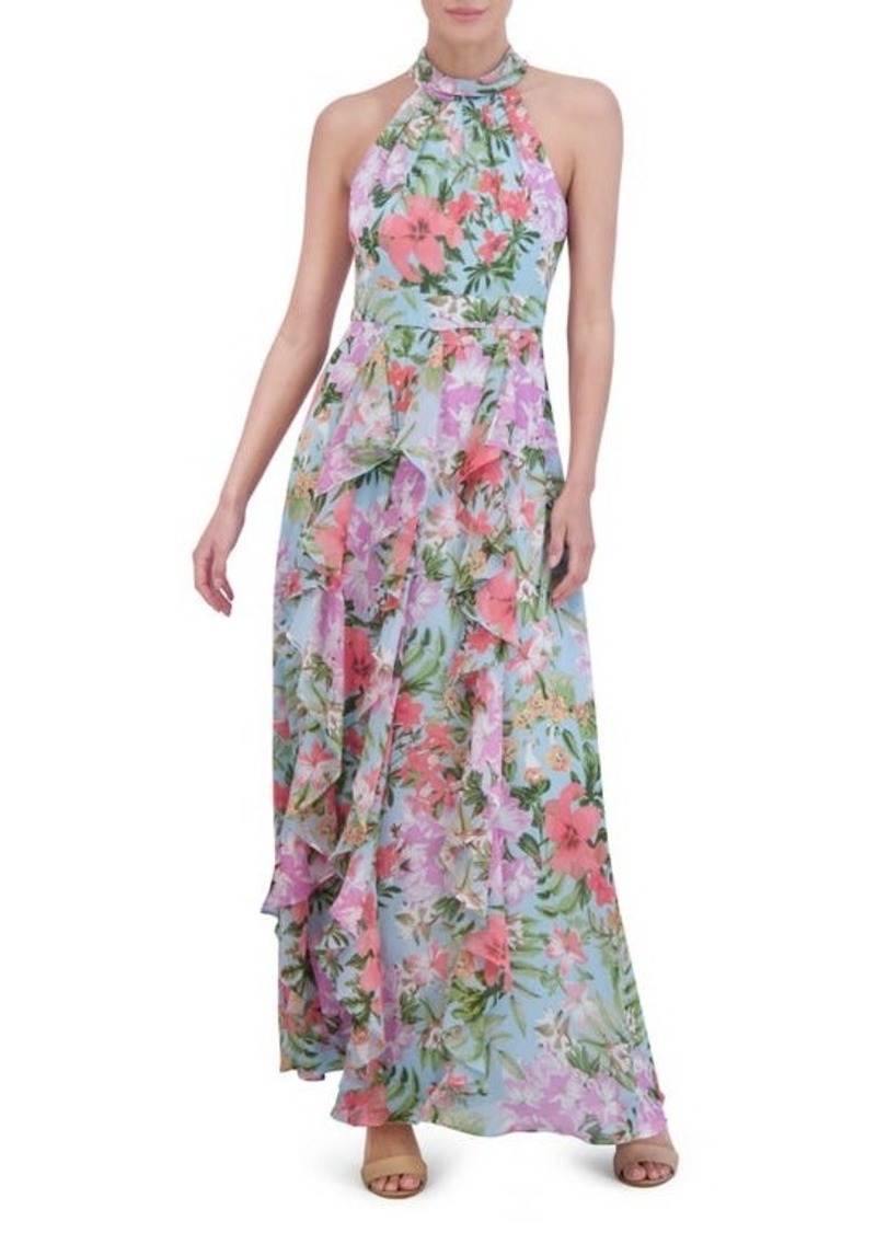 Eliza J Floral Ruffle Detail Maxi Dress