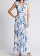 Eliza J Floral Ruffle Strap Gown