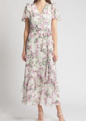 Eliza J Floral Wrap Front Dress