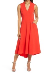 Eliza J High/Low Fit & Flare Dress in Red at Nordstrom