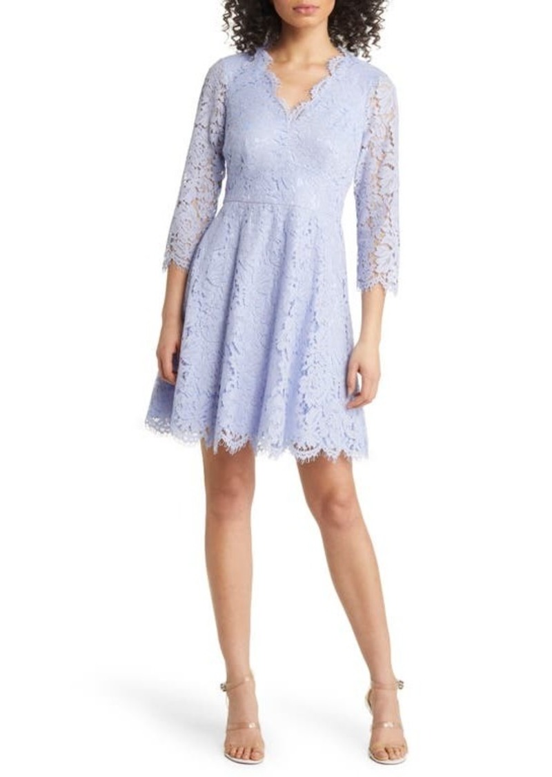 Eliza J Long Sleeve Lace Fit & Flare Dress