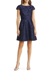 Eliza J Metallic Floral Jacquard Fit & Flare Dress