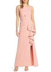 Eliza J Ruffle Front Gown in Blush at Nordstrom