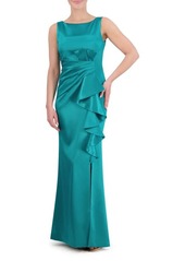 Eliza J Ruffle Satin Mermaid Gown