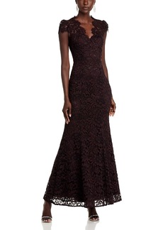 Eliza J Scalloped-Edge Lace Gown