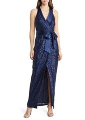 Eliza J Sequin Tuxedo Gown