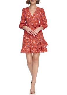 Eliza J Women's 3/ Sleeve V-Neck Short Dress RED