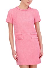 Eliza J Women's Braided Trim Boucle Shift Dress - Pink