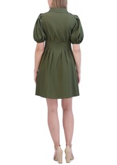 Eliza J Women's Cotton Bubble-Sleeve Shirtdress - Olive