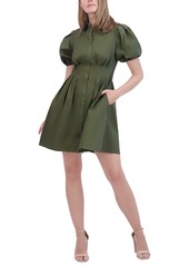 Eliza J Women's Cotton Bubble-Sleeve Shirtdress - Olive