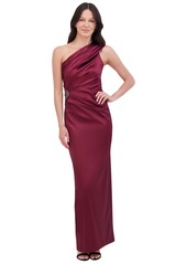 Eliza J Women's Embellished One-Shoulder Satin Gown - Wine