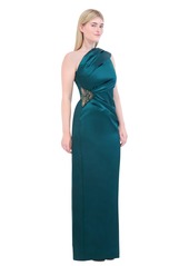 Eliza J Women's Embellished One-Shoulder Satin Gown - Wine