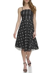 Eliza J Women's Fit and Flare Polka Dot Mesh Dress