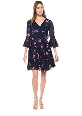 Eliza J Women's Floral Print Dress with Tiered Skirt