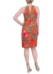 Eliza J Women's Floral-Print Halter Sheath Dress - Coral