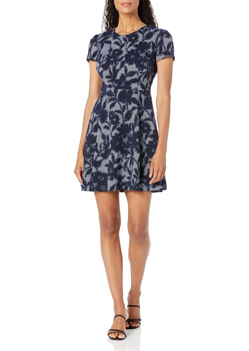 Eliza J Women's Floral Print Knit Fit and Flare Dress