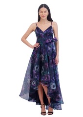 Eliza J Women's Floral Print Sleeveless High-Low Gown - Navy Multi