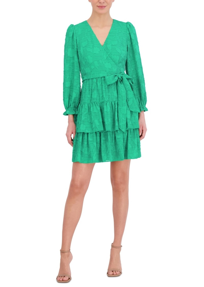 Eliza J Women's Floral Texture Balloon-Sleeve A-Line Dress - Green