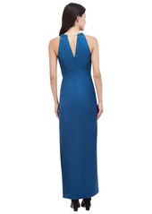 Eliza J Women's Gathered Side-Slit Evening Gown - Peacock